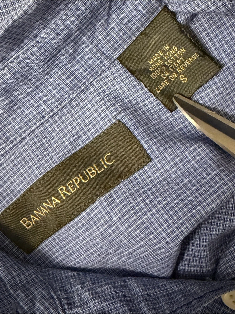 Banana Republic Blue Micro-Check Dress Shirt